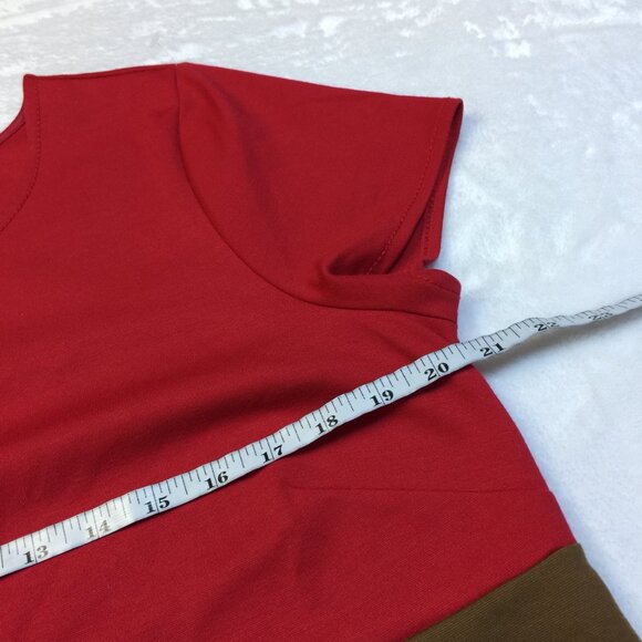 Ann Taylor Loft Dress Sz 16 Womans Red Black Brown Knit Colorblock Short Sleeve - Picture 6 of 12